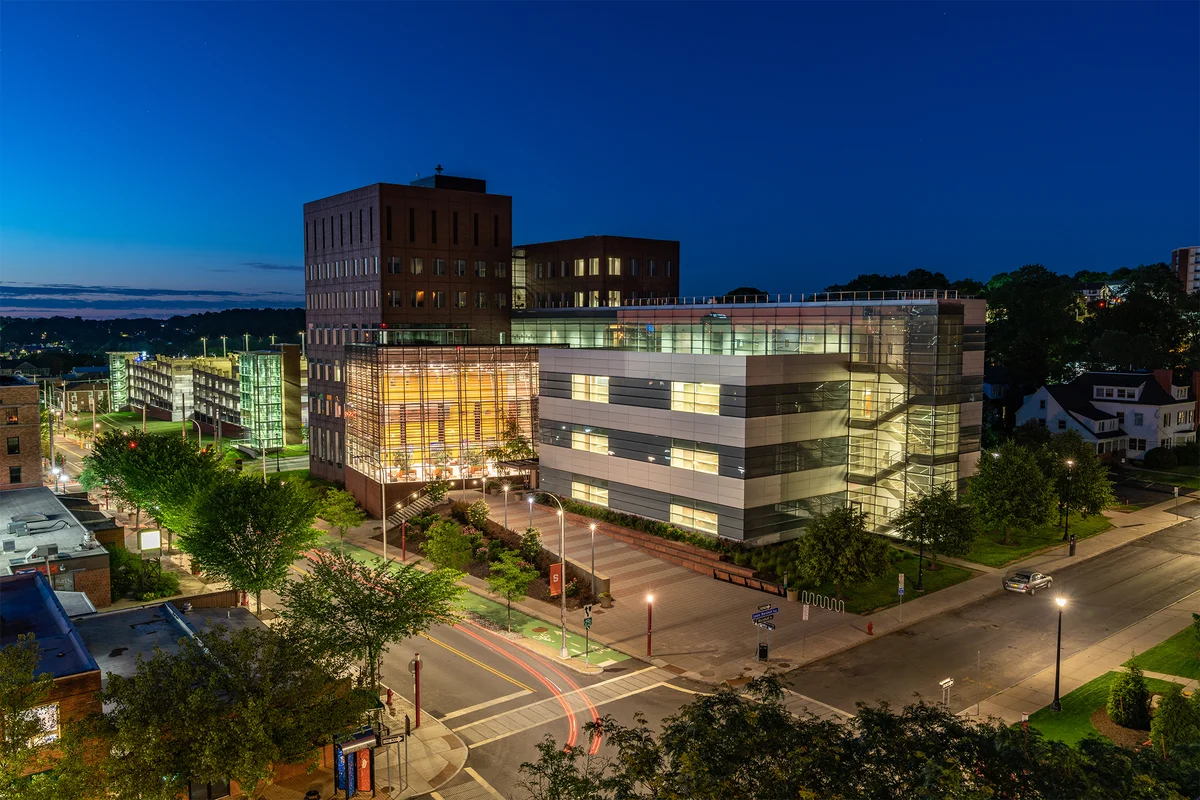 The Whitman School of Management in the evening