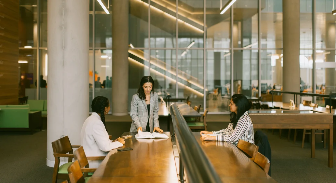 Student studying in the Law Library in Dineen Hall