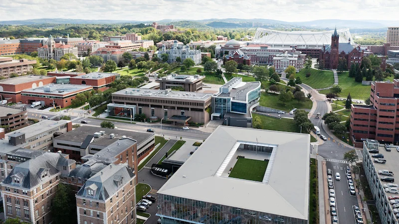 Syracuse university campus from the sky